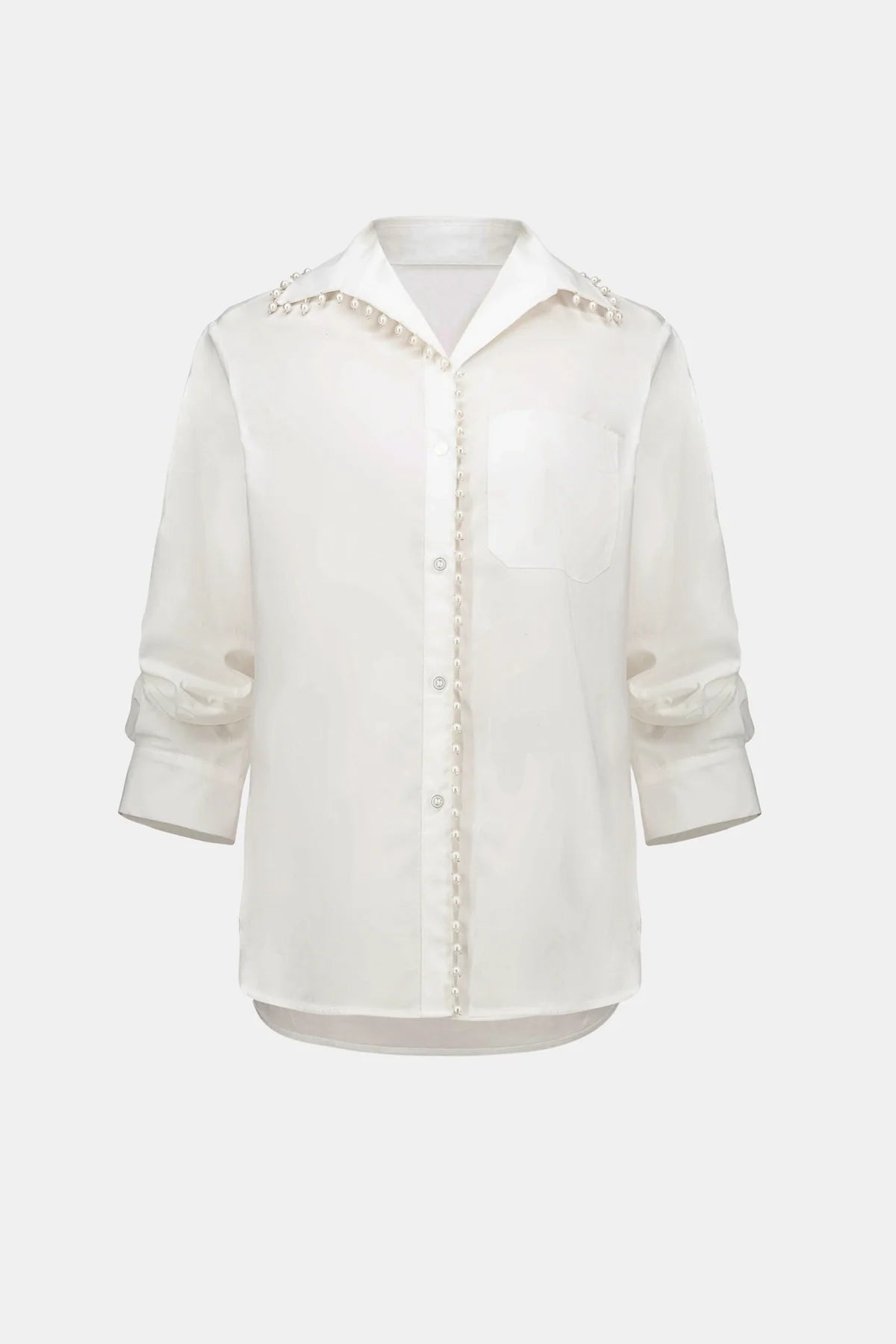Pearl-Trim Button-Down Shirt