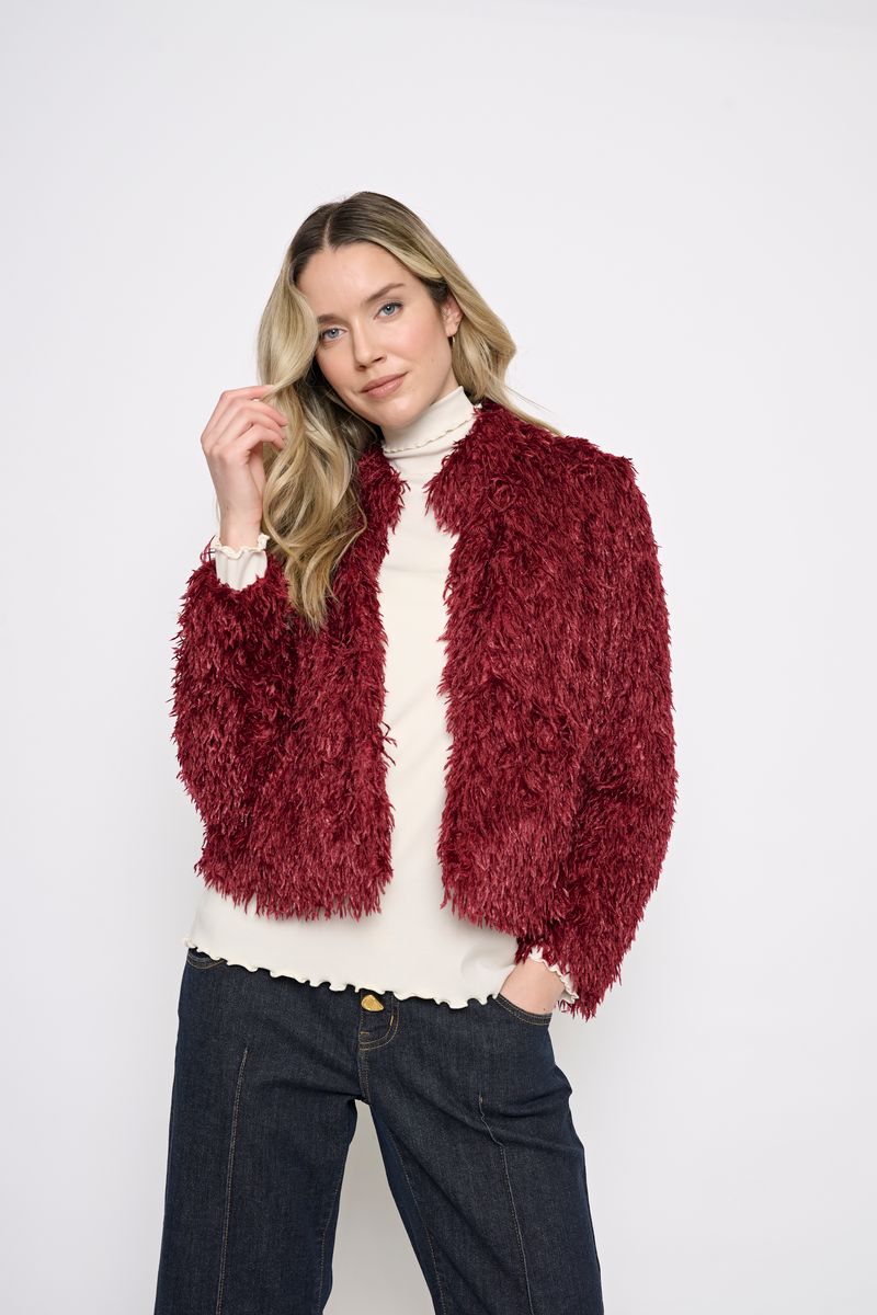 Faux Feather Short Jacket