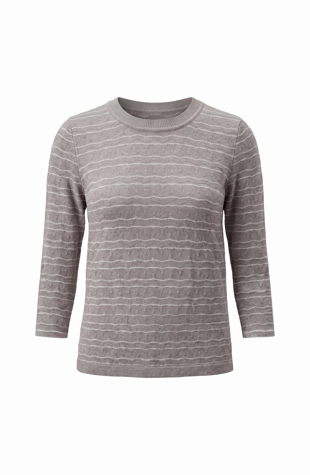 3/4 Sleeve Knit Top W/ Rib Trim